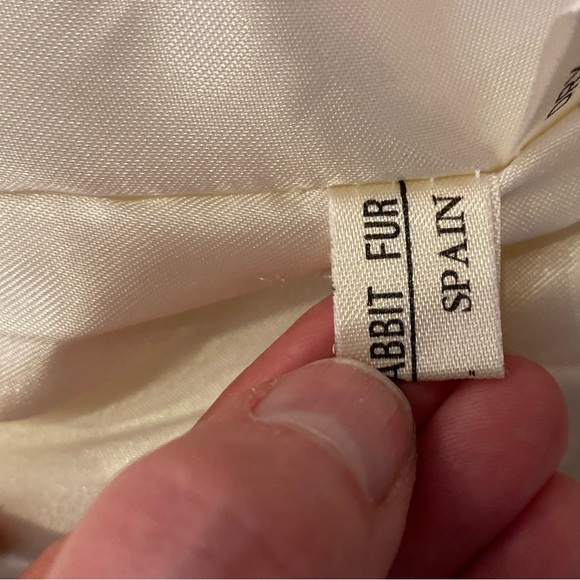 Niki Vintage Woman’s Off White Fur w Gray Textured Knit Sleeves 80’z Retro / M - Picture 8 of 8